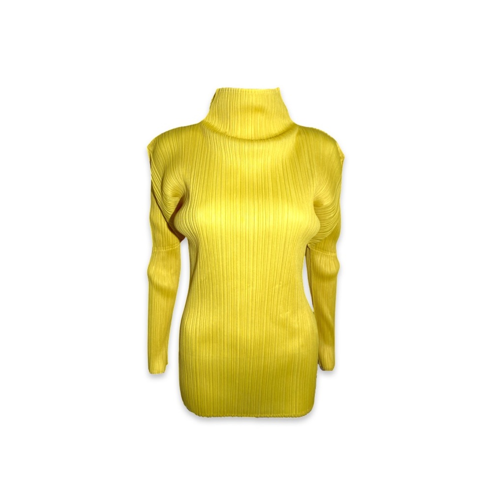 Issey Miyake 2014 SS Pleats Please Yellow Turtleneck Top